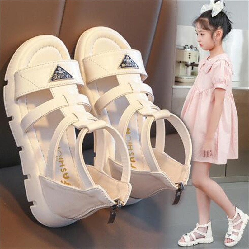 New Fashion Girl Sandals Children Shoes Summer Slippers Toddler infant Beach Slides Princess Roman Shoes Soft -bottom Kids Baby Sports Sandal