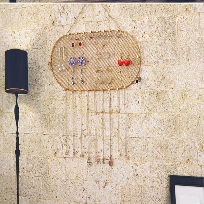 Jewelry Pouches Pendants Organizer Storage Box Holder Ear Studs Grid Display Rack