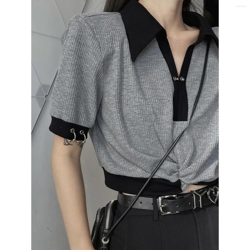 Women' Polos Design Grey Polo Short Sleeve T-Shirt Ladies Chic Crop Top Casual Brand Streetwear Summer Women' Trend Aesthetic Clothes, Dark grey
Women' Polos Design Grey Polo Short Sleeve T-Shirt Ladies Chic Crop Top Casual Brand Streetwear Summer Women' Trend Aesthetic Clothes, Dark grey
