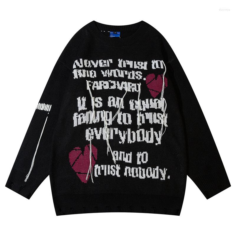 Men's Sweaters Men Letter Heart Embroidery Hole Knitted Sweater Hip Hop Oversized Streetwear Pullover Autumn Vintage Gothic Couple, Black
Men's Sweaters Men Letter Heart Embroidery Hole Knitted Sweater Hip Hop Oversized Streetwear Pullover Autumn Vintage Gothic Couple, Black