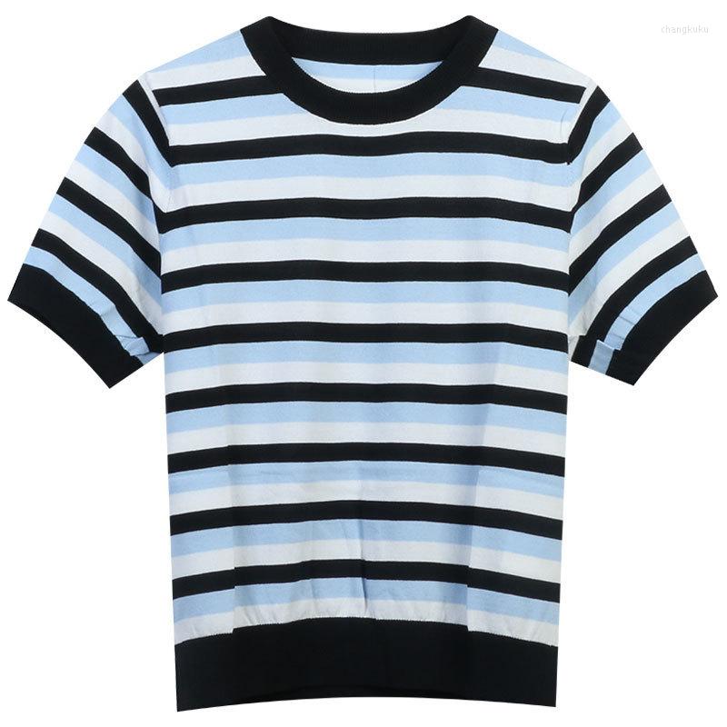 Women's T Shirts Vintage Sweater T-shirt Women Summer Tees T-Shirts Thin Knitting Striped O-Neck Tops Short Sleeve Stretchy Tee Lady, Stripes
Women's T Shirts Vintage Sweater T-shirt Women Summer Tees T-Shirts Thin Knitting Striped O-Neck Tops Short Sleeve Stretchy Tee Lady, Stripes