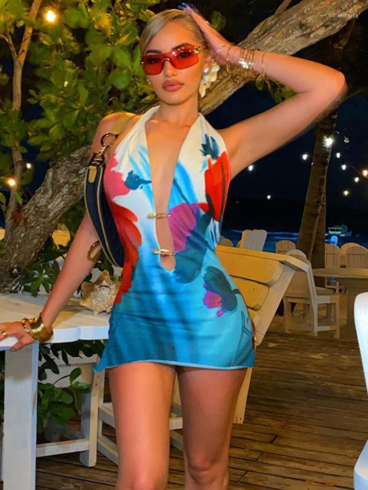 Casual Dresses Sexy Floral Printed Slit Mini Dress For Women Slim Fit Hanging Neck Deep V-necked Wrapped Fashion Female Party Vestidos, Colorful
Casual Dresses Sexy Floral Printed Slit Mini Dress For Women Slim Fit Hanging Neck Deep V-necked Wrapped Fashion Female Party Vestidos, Colorful