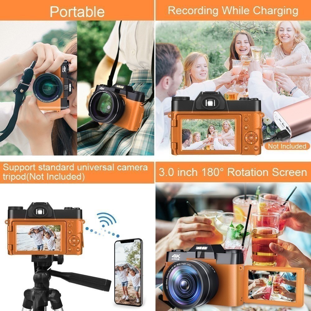 Digital Cameras Portable Digital Camera 4K 48MP Video Recording Camera WiFi 16x Zoom Slow Motion Timing 230509