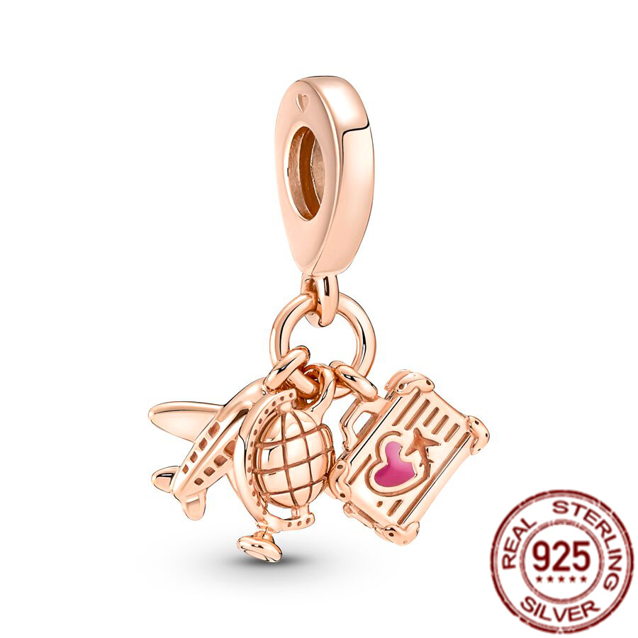 Elegant 925 Sterling Silver Rose Sister Charm With Tested Pearls - Ideal For DIY Ladies' Bracelet Gifts
