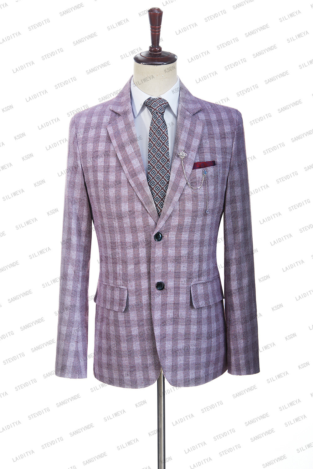 Men's Suits Blazers Men Suit Fashion 2 Pieces Formal Business Blazer Slim Fit Linen Notched Lapel Casual Light Purple Wedding Groom Tuxedo 230509