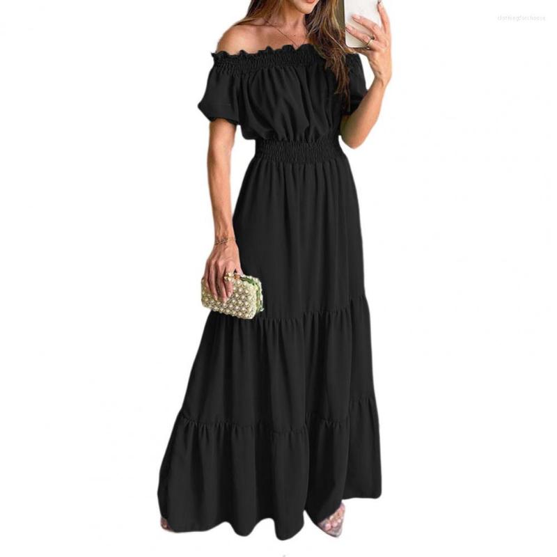 Casual Dresses Puff Short Sleeves Elastic Waist Beach Dress Women Stitching A-Line High-Waist Summer Off Shoulder Maxi Boho Streetwear, Black
Casual Dresses Puff Short Sleeves Elastic Waist Beach Dress Women Stitching A-Line High-Waist Summer Off Shoulder Maxi Boho Streetwear, Black
