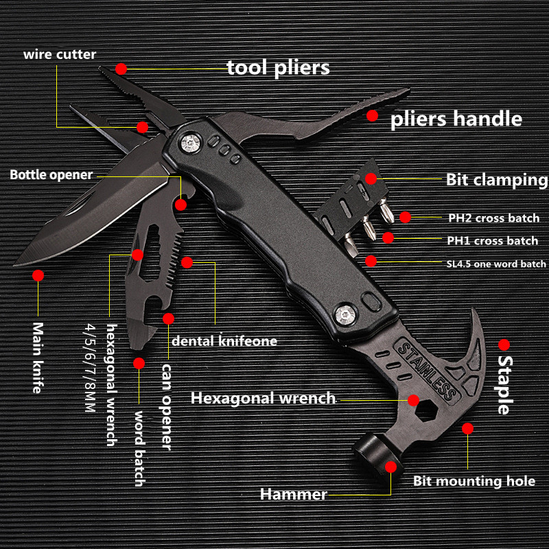 Hammer Outdoor Multi-functional Claw Hammer Vehicle Safety Folding Hammer Broken Window Escape Hammer Woodworking Hammer Camping Tool 230509