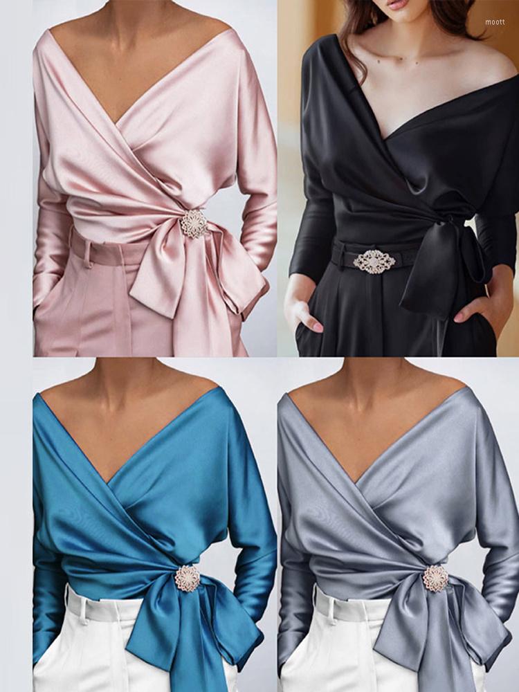 Women' T Shirts 2023 Women Fashion Satin Blouse Elegant Solid V Neck Tops Sexy Party Spring Long Sleeve Lace Up For Female, Pink
Women' T Shirts 2023 Women Fashion Satin Blouse Elegant Solid V Neck Tops Sexy Party Spring Long Sleeve Lace Up For Female, Pink