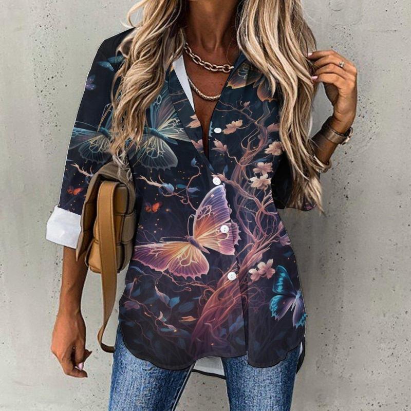 Women' Blouses Temperament Loose Shirt Women Fashion Butterflies Floral Print Y2k Clothes Top XS-8XL, Blue
Women' Blouses Temperament Loose Shirt Women Fashion Butterflies Floral Print Y2k Clothes Top XS-8XL, Blue