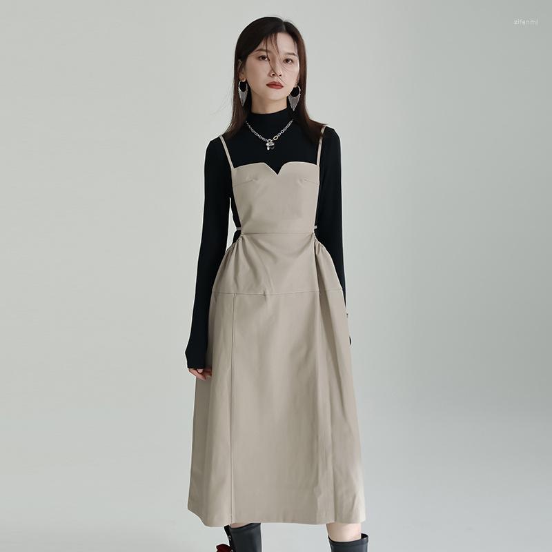 Casual Dresses PU Suspender Skirt Dress Autumn Empire Women Dark Three-dimensional Pullover Wavy Collar Mid-length Personalized Street, Black
Casual Dresses PU Suspender Skirt Dress Autumn Empire Women Dark Three-dimensional Pullover Wavy Collar Mid-length Personalized Street, Black