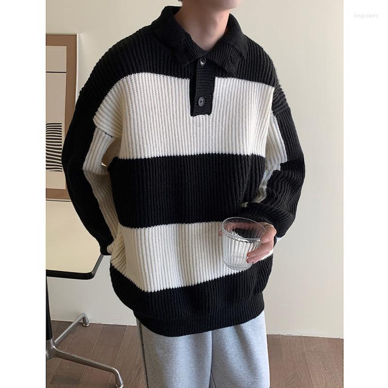 Men's Sweaters Casual Winter Lapel Sweater Men Warm Fashion Knitted Pullover Korean Loose Stripe Long Sleeve Mens Jumper Clothes, Black
Men's Sweaters Casual Winter Lapel Sweater Men Warm Fashion Knitted Pullover Korean Loose Stripe Long Sleeve Mens Jumper Clothes, Black