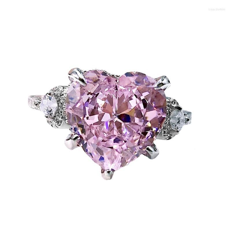 Cluster Rings S925 Silver Heart High Carbon Toner Ring Simulated Diamond Set With Pink Diamonds For Women
Cluster Rings S925 Silver Heart High Carbon Toner Ring Simulated Diamond Set With Pink Diamonds For Women