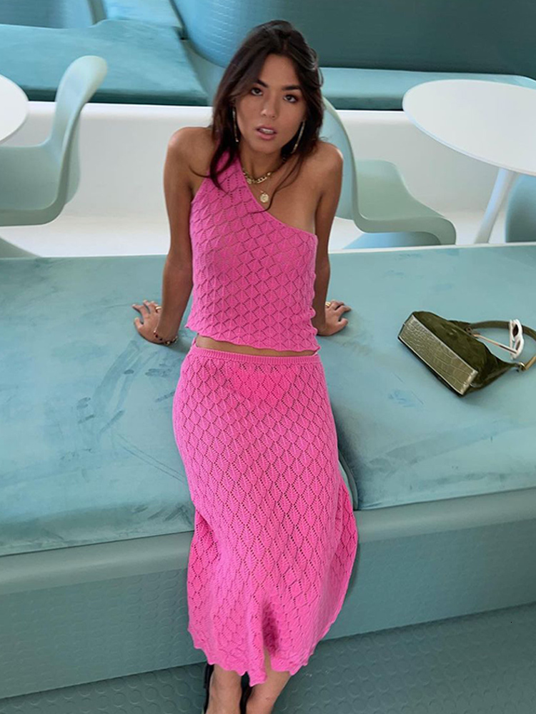 Two Piece Dress Knit Women Beach Skirts Set 2023 Summer One Shoulder Crop Top Argyle Hip Package Skirt Sets Holiday Seaside Sexy Female Suit 230508, Rose red
Two Piece Dress Knit Women Beach Skirts Set 2023 Summer One Shoulder Crop Top Argyle Hip Package Skirt Sets Holiday Seaside Sexy Female Suit 230508, Rose red