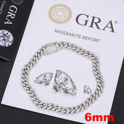 bracelet necklace mossanite 8mm-25mm Pass Dia Tester Sterg Sier Full VVS Moissanite Iced Out Cuban k Anklet Bangle Bracelet For Men Women