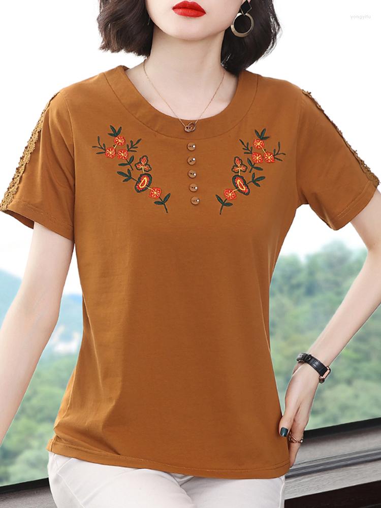 Women's T Shirts Embroidery Floral Shirt Women Button Cotton T-Shirts Short Sleeves Summer Tops Tshirt Woman Clothes Tee Femme Camisetas, Orange
Women's T Shirts Embroidery Floral Shirt Women Button Cotton T-Shirts Short Sleeves Summer Tops Tshirt Woman Clothes Tee Femme Camisetas, Orange