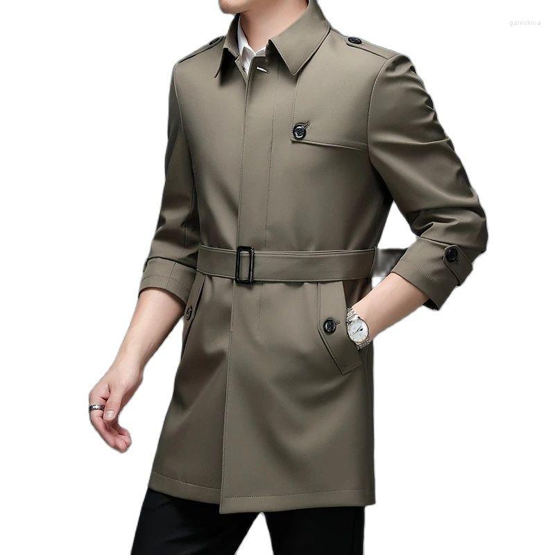 Men's Trench Coats Autumn Coat Long Fashion Quality Button Size Men's Jacket Plus Spring, 04
