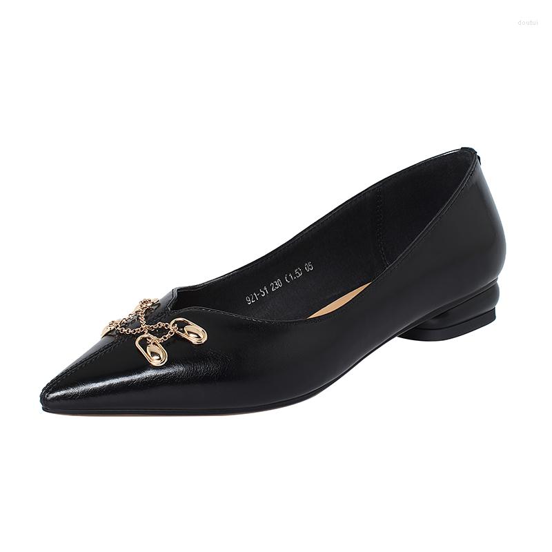 Dress Shoes Arrival 2023 Pointed Toe Hardware Chain Solid Genuine Cow Leather Women Ladies Soft Brown Low Heel, Black
Dress Shoes Arrival 2023 Pointed Toe Hardware Chain Solid Genuine Cow Leather Women Ladies Soft Brown Low Heel, Black