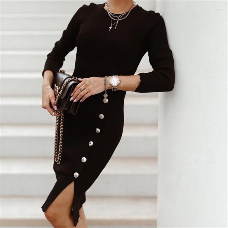 Casual Dresses 2023 Spring Knitted Dress Slim Split Sweater Women Button Solid Long Sleeve Elegant Vestido Moda Feminina One Piece, Black
Casual Dresses 2023 Spring Knitted Dress Slim Split Sweater Women Button Solid Long Sleeve Elegant Vestido Moda Feminina One Piece, Black