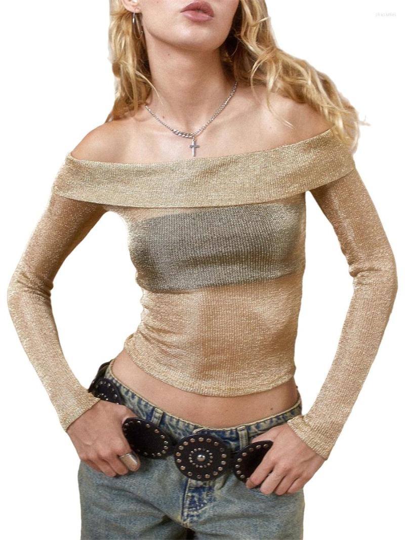 Women' Blouses Women Crop Shirt Long Sleeve Off Shoulder See Through Casual Party Street Summer Tops, Golden
Women' Blouses Women Crop Shirt Long Sleeve Off Shoulder See Through Casual Party Street Summer Tops, Golden