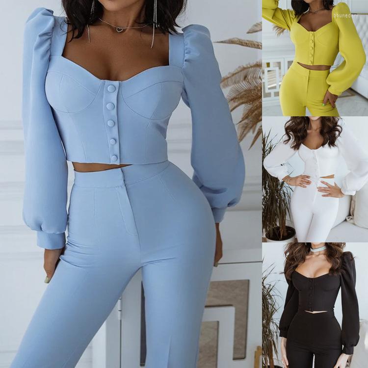 Women' Two Piece Pants Woman Clothes Suits Autumn/winter Lantern Sleeve O Neck Solid Color High Waist Wide Leg Suit Drop SFMDL0426, Random color
Women' Two Piece Pants Woman Clothes Suits Autumn/winter Lantern Sleeve O Neck Solid Color High Waist Wide Leg Suit Drop SFMDL0426, Random color