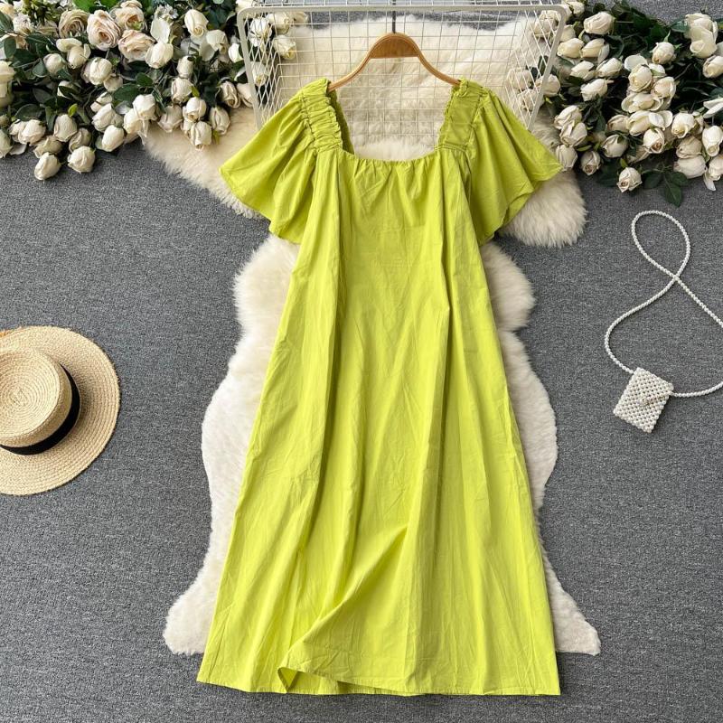 Party Dresses Summer Slim Square Neck Flare Sleeve Dress Ruffled Relaxed Long, Green
Party Dresses Summer Slim Square Neck Flare Sleeve Dress Ruffled Relaxed Long, Green