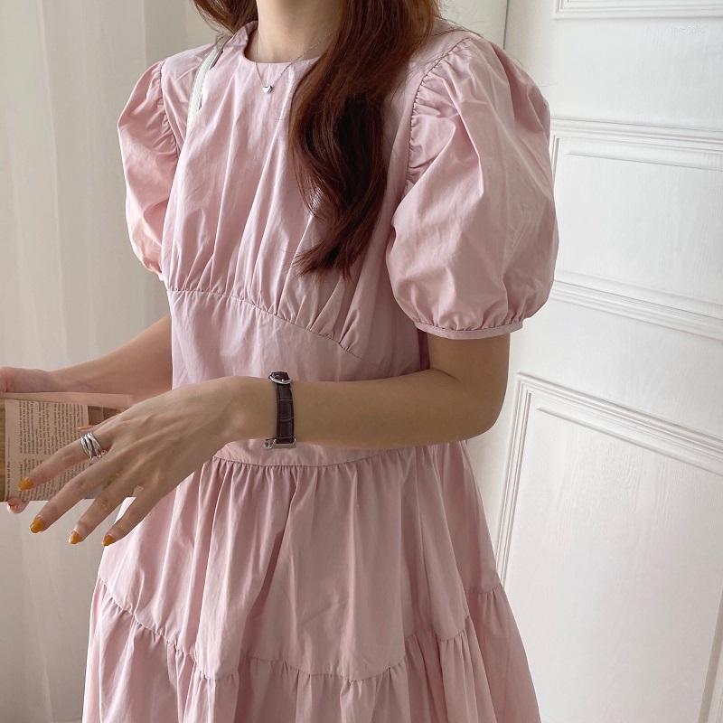 Party Dresses Pink Summer Women Long Dress O-Neck Puff Sleeve Loose Style Pure Color Short White Maxi Vestidos
Party Dresses Pink Summer Women Long Dress O-Neck Puff Sleeve Loose Style Pure Color Short White Maxi Vestidos