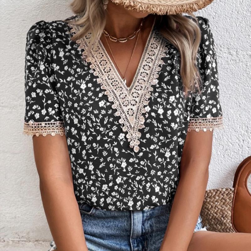 Women' Blouses Fashion Hollow Tops Casual Vintage Clothes Summer V-Neck Floral Printed Blouse Woman Elegant Lace Short Sleeve Shirt Blusa, Green
Women' Blouses Fashion Hollow Tops Casual Vintage Clothes Summer V-Neck Floral Printed Blouse Woman Elegant Lace Short Sleeve Shirt Blusa, Green