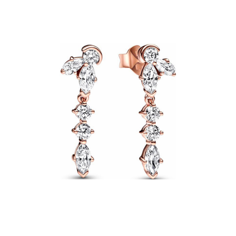 925 Sterling Silver Earrings Pearl Five -Point Star Earrings Rectangular Bright Aura Snowflake Exquisite Jewelery Fashion Accessories Free Delivery