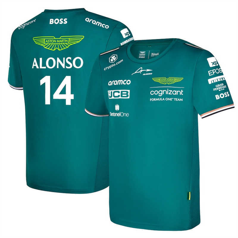 

2023 Fashion F1 Men's t Shirt Formula One Team Aston Martin Aramco Cognizant Official Fernando Alonso for Short Sleeve Oversize Top Clothing, Green