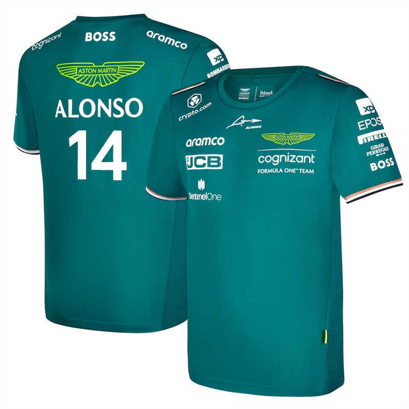 2023 Fashion F1 Men's t Shirt Formula One Team Aston Martin Aramco Cognizant Official Fernando Alonso for Short Sleeve Oversize Top Clothing, Green