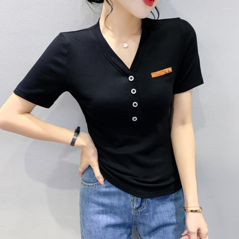 Women's T Shirts #6133 Black White Green Red Short Sleeve Shirt Women V-neck Buttons Elastic Sexy Tight Female Slim Korean Style Summer, Rose red
Women's T Shirts #6133 Black White Green Red Short Sleeve Shirt Women V-neck Buttons Elastic Sexy Tight Female Slim Korean Style Summer, Rose red