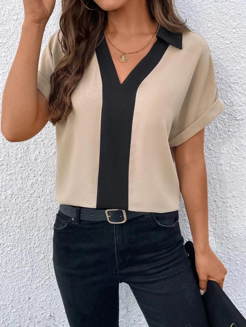 Women's T Shirts Top Women 2023 Summer Fashion Contrast Color V-Neck Short Sleeved Casual Turn-Down Collar Loose Daily Shirt Y2K Clothes
Women's T Shirts Top Women 2023 Summer Fashion Contrast Color V-Neck Short Sleeved Casual Turn-Down Collar Loose Daily Shirt Y2K Clothes