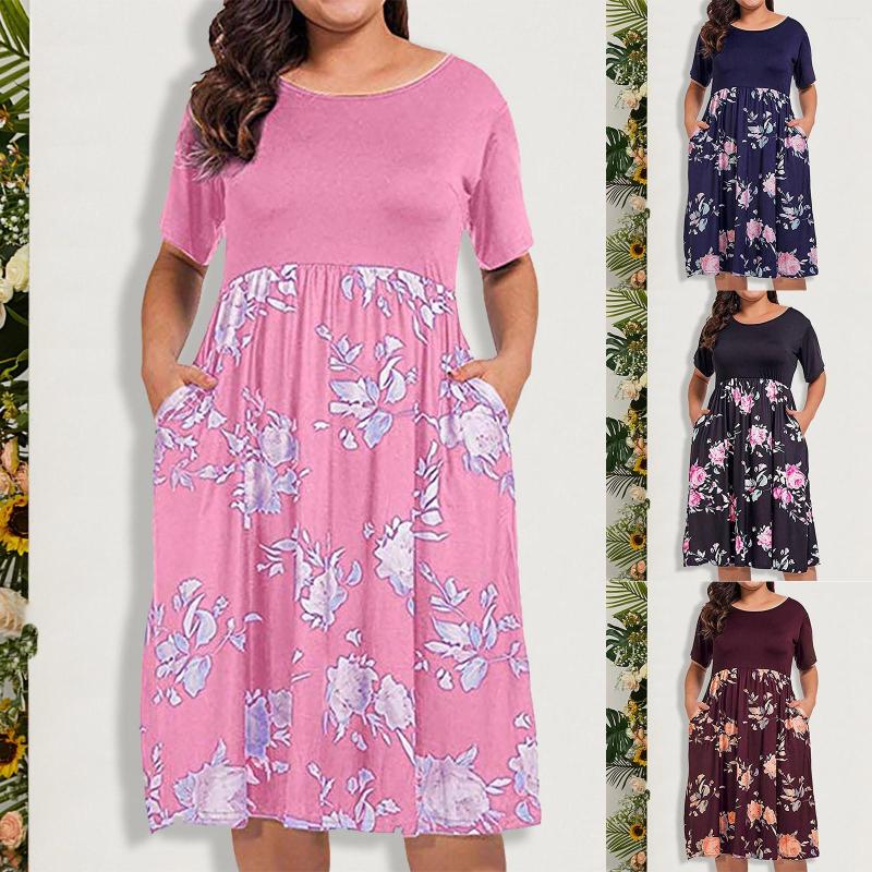 Casual Dresses Loose Holiday Dress Boho Summer For Women Floral Print Short Sleeve Large Size Female, Pink
Casual Dresses Loose Holiday Dress Boho Summer For Women Floral Print Short Sleeve Large Size Female, Pink