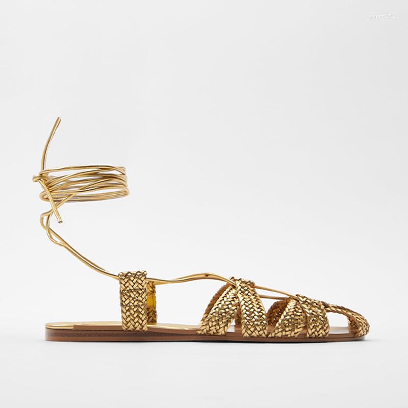 Sandals 2023 Summer Bohemia Ankle Strap For Women Weave Gladiator Casual Beach Gold Flat
Sandals 2023 Summer Bohemia Ankle Strap For Women Weave Gladiator Casual Beach Gold Flat