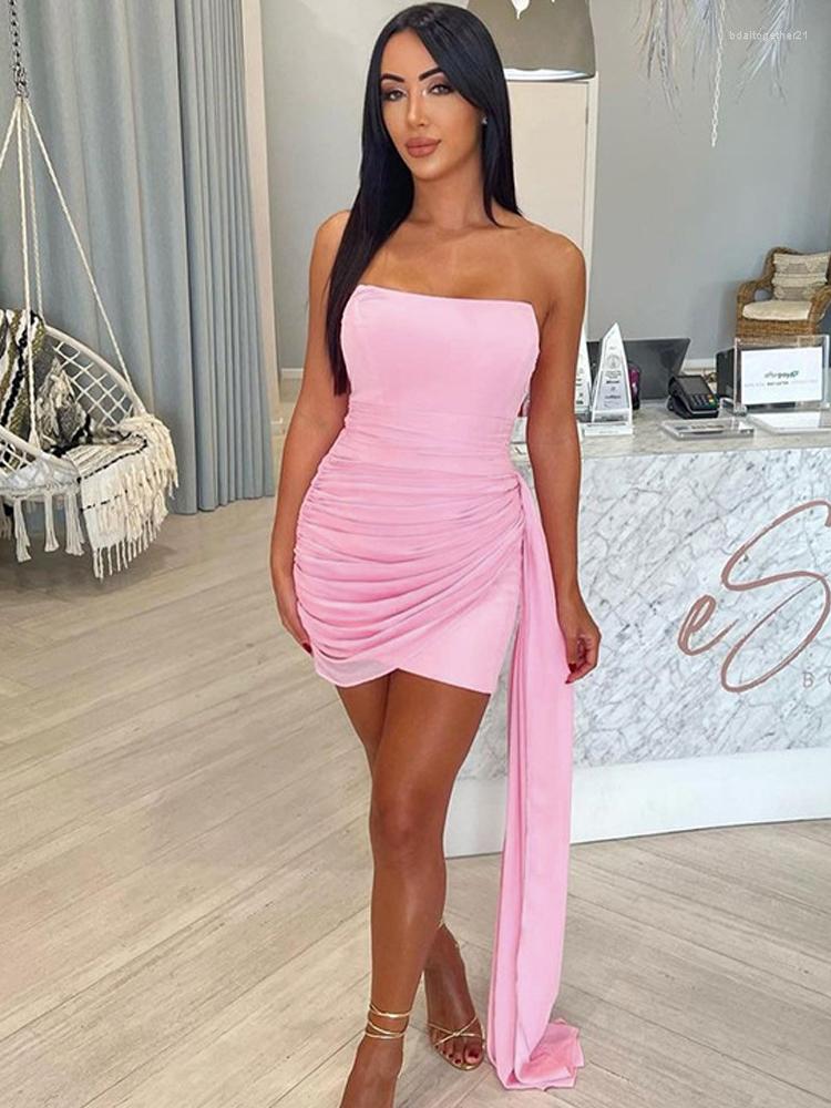 Casual Dresses 2023 Strapless Mesh Pleated Sexy Dress Ribbon Women Mini Bodycon Summer Vestido Elegant Night Club Party, Pink
Casual Dresses 2023 Strapless Mesh Pleated Sexy Dress Ribbon Women Mini Bodycon Summer Vestido Elegant Night Club Party, Pink