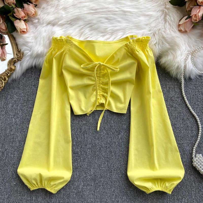 Women's Blouses Korean Fashion Crop Tops Woman Long Sleeve Top Women Femme Shirt Off Shoulder Blusa Feminina Drop, White
Women's Blouses Korean Fashion Crop Tops Woman Long Sleeve Top Women Femme Shirt Off Shoulder Blusa Feminina Drop, White