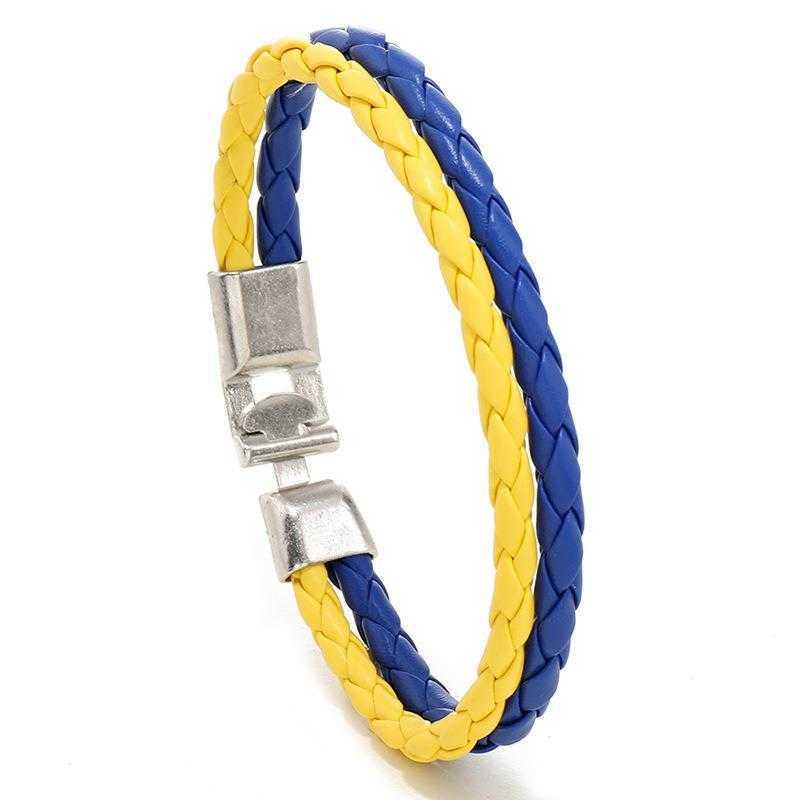 Selling Ornament Creative Blue And Bracelets Yellow Color Matching Flag Of Ukraine Bracelet Simple Woven Leather
Selling Ornament Creative Blue And Bracelets Yellow Color Matching Flag Of Ukraine Bracelet Simple Woven Leather