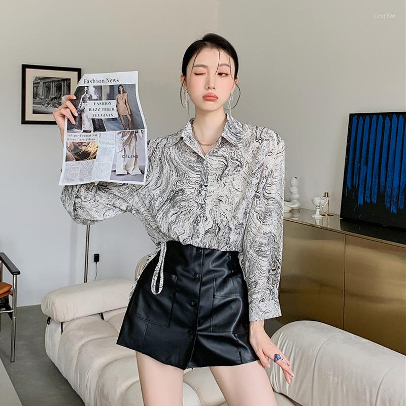 Women' Blouses 2023 Spring Shirt Woman Short Vintage Print Streetwear Long Sleeve Leisure Chic Bandage Straight Blouse Lapel Female Tops, As shown
Women' Blouses 2023 Spring Shirt Woman Short Vintage Print Streetwear Long Sleeve Leisure Chic Bandage Straight Blouse Lapel Female Tops, As shown