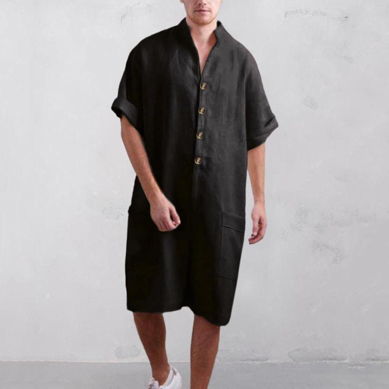 Men' Pants Summer Loose Men' Rompers Cotton Half Sleeve Button Vintage Casual Solid Men Cargo Overalls Jumpsuit Trousers Male Clothes, Blue
Men' Pants Summer Loose Men' Rompers Cotton Half Sleeve Button Vintage Casual Solid Men Cargo Overalls Jumpsuit Trousers Male Clothes, Blue