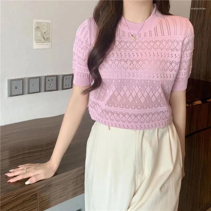 Women's T Shirts Hook Flower Hollow Aesthetic Short Sleeve Shirt Knitting Pink Woman Blouses Summer Chic Loose Korean Style, Black
Women's T Shirts Hook Flower Hollow Aesthetic Short Sleeve Shirt Knitting Pink Woman Blouses Summer Chic Loose Korean Style, Black