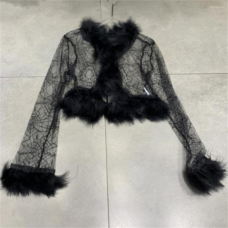 Women' Jackets Mesh Sexy Stitching Long-sleeved Cardigan Short Coat Female Fur For Women Casaco Feminino Elegante, Black
Women' Jackets Mesh Sexy Stitching Long-sleeved Cardigan Short Coat Female Fur For Women Casaco Feminino Elegante, Black