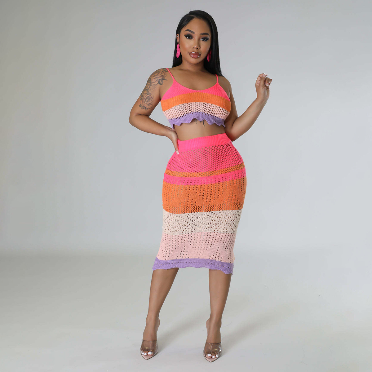 Two Piece Dress Fashion Rainbow Beach Skirt Suit Women Ribbed Knit Strap Tank and Bodycon Maxi Set Summer Sexy Outfits Tracksuit 230509, Orange
Two Piece Dress Fashion Rainbow Beach Skirt Suit Women Ribbed Knit Strap Tank and Bodycon Maxi Set Summer Sexy Outfits Tracksuit 230509, Orange
