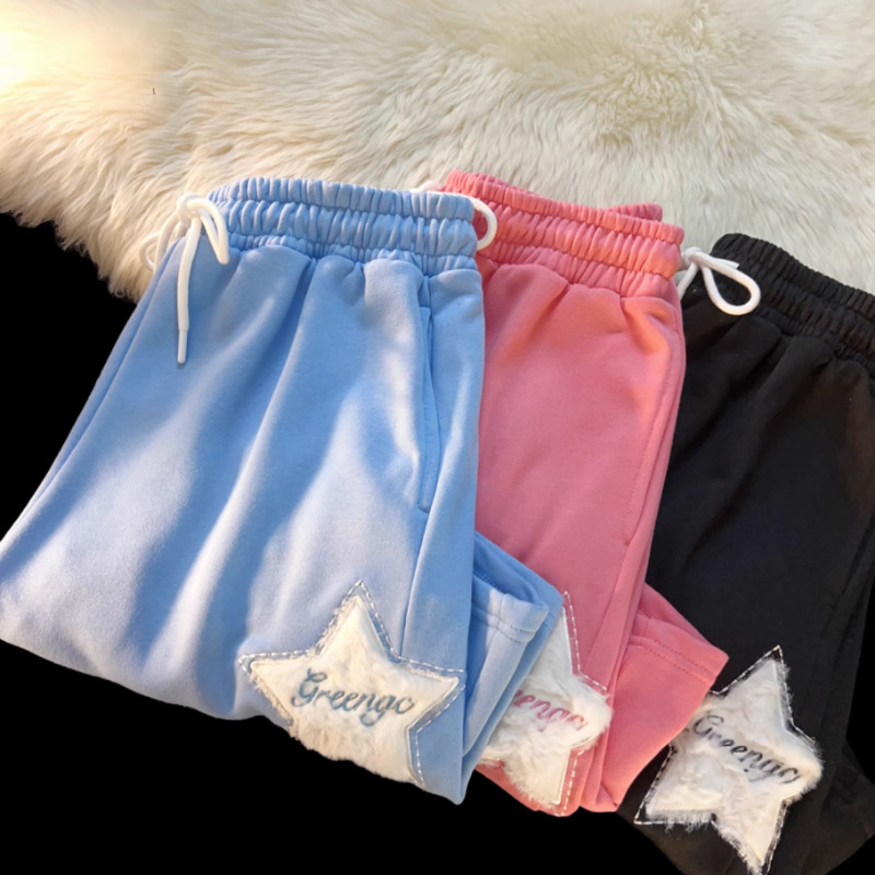 Womens Shorts Retro threedimensional furry star embroidery drawstring shorts women summer loose casual couple models ins fashion 230508