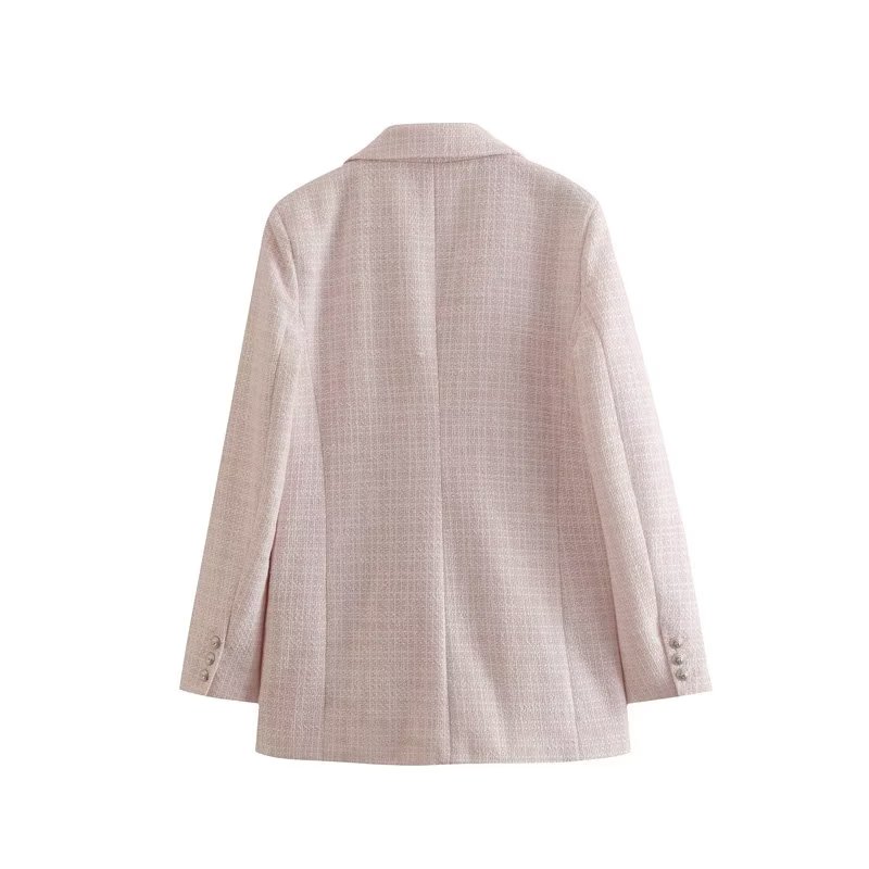 Womens turn down collar wool coat solid color double breasted medium long tweed casacos XSSML