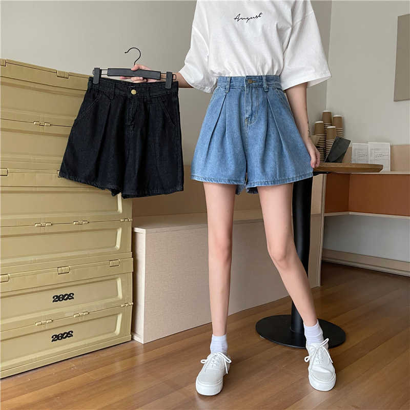 Women' Shorts Summer Women' Denim Shorts Casual Loose High Waist Jeans Shorts Fashion Pocket Blue Black Female Wide Leg A-line Shorts AA230508
Women' Shorts Summer Women' Denim Shorts Casual Loose High Waist Jeans Shorts Fashion Pocket Blue Black Female Wide Leg A-line Shorts AA230508