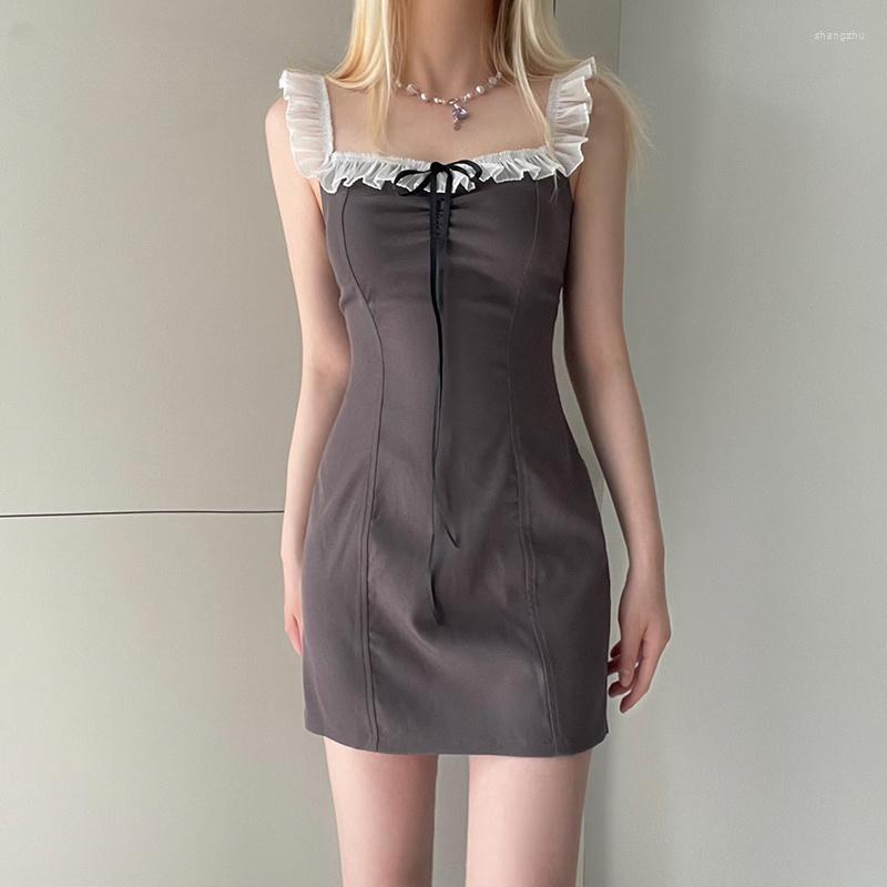 Casual Dresses Lace Ruffle Sqaure Collar Tank Dress Chic Elegant Backless Lace-up Bandage Sexy Mini Vintage Sweet Robe, Dark grey
Casual Dresses Lace Ruffle Sqaure Collar Tank Dress Chic Elegant Backless Lace-up Bandage Sexy Mini Vintage Sweet Robe, Dark grey