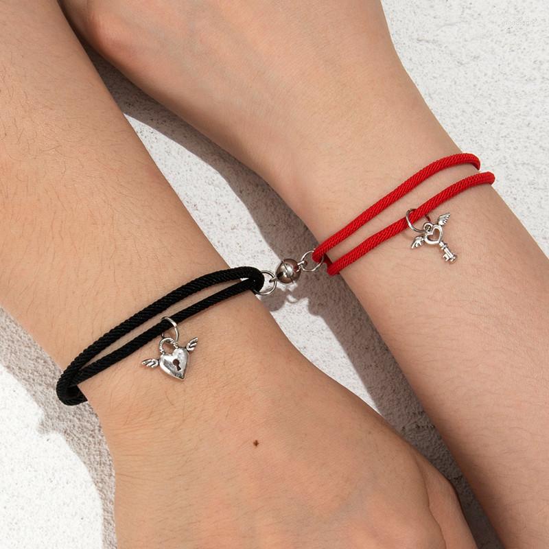 Charm Bracelets 2 Pcs/Set Fashion Matching Key Lock Wristband Rope For Women Men Couple Sweet MagneticBracelets Set Jewelry Gifts
Charm Bracelets 2 Pcs/Set Fashion Matching Key Lock Wristband Rope For Women Men Couple Sweet MagneticBracelets Set Jewelry Gifts
