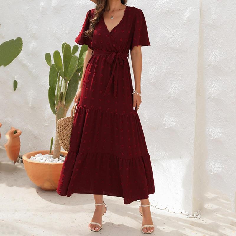 Casual Dresses Women' Summer Dress V Neck High Waist Strap Short Sleeve Flowy Wrap With Belt Elegant Pleat Robe Midi, Black
Casual Dresses Women' Summer Dress V Neck High Waist Strap Short Sleeve Flowy Wrap With Belt Elegant Pleat Robe Midi, Black