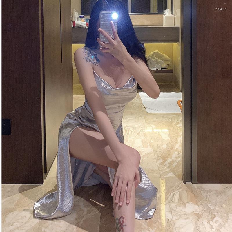 Casual Dresses Sweet Girl Maxi Long Tank Summer Party Beach Dress Elegant Sexy Split Silver Korean Women Clothes Vintage C8TU
Casual Dresses Sweet Girl Maxi Long Tank Summer Party Beach Dress Elegant Sexy Split Silver Korean Women Clothes Vintage C8TU