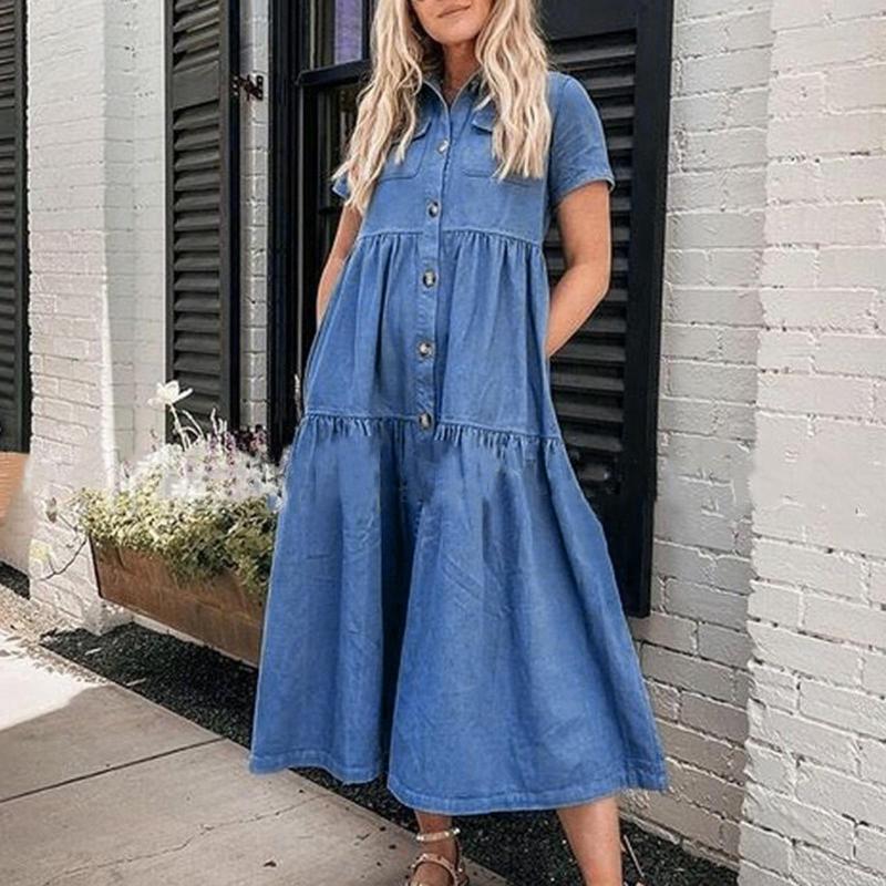 Casual Dresses Maxi Denim For Women Ladies Lengthen Solid A Dress Color T Shirt Cocktail, Blue
Casual Dresses Maxi Denim For Women Ladies Lengthen Solid A Dress Color T Shirt Cocktail, Blue